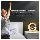 Caxinha de Som G -Speaker COR BRANCA Com Relógio Luminária Bluetooth Inteligente Carregador Sem Fio Led Luz COM RELÓGIO