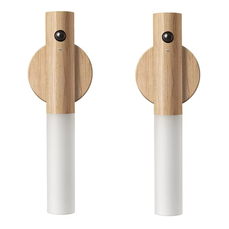 Luminaria Led Recarregável Sensor de Movimento Arandela de Madeira Minimalist Mesa Parede Magnética