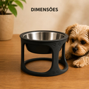 Comedouro Elevado Pet Inox Cachorro Gato Bebedouro Tigela Ração Água Antivômito Premium
