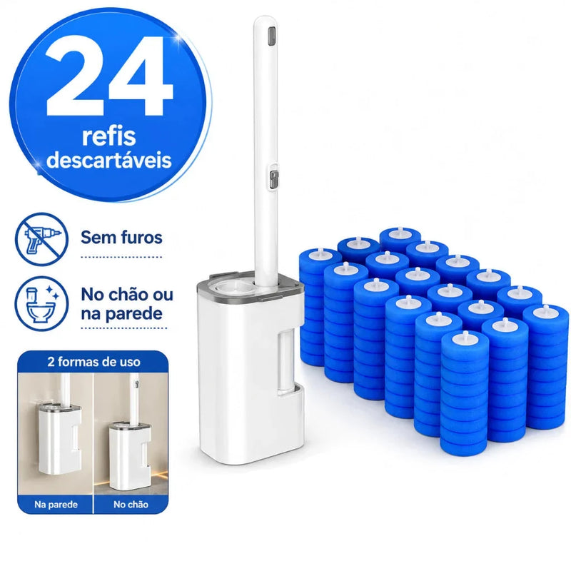 Escova Sanitária com 24 Refis Descartáveis e Suporte