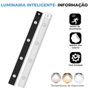Smart Luminária Inteligente Ultra LED com sensor de movimento sem fio e Recarregável USB fino barra 20/40/60cm